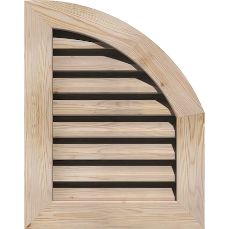 Quarter Round Top Right Functional, Pine Gable Vent W/ 1 X 4 Flat Trim Frame, 12W X 32H